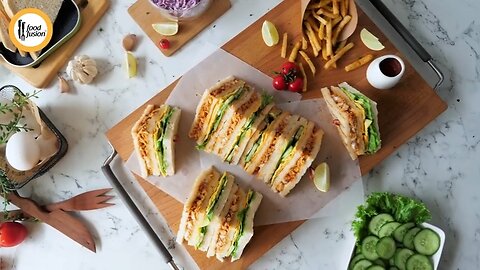 How to make Chicken Tikka Club Sandwich Recipe by Food Fusion