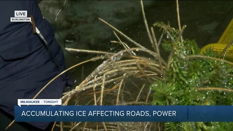 Accumulating ice affecting roads, power in Burlington