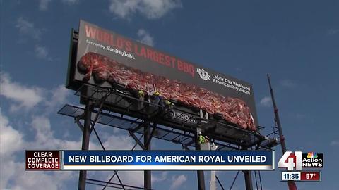 American Royal installs rack of ribs billboard