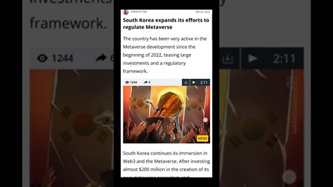 South Korea Expands Its Efforts to Regulate Metaverse #cryptoshortsnews #ytshorts #cryptonews #viral