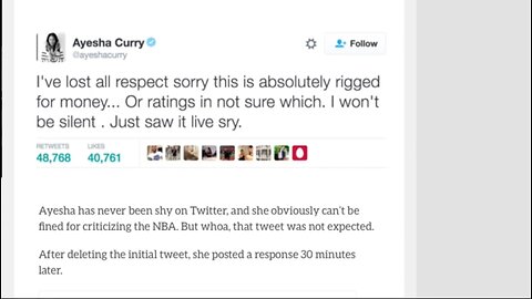 'STEPH CURRY'S WIFE AYESHA CURRY EXPOSES NBA AS BEING RIGGED! PROOF ILLUMINATI FIXES GAMES!' - 2016