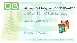 Airdrop - Bot de Telegram - DOGE REWARDS ( DRW ) - Competição - APY de 2.410.988%