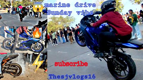 R15 modified , Ns 200 modified exhaust sound ,burnout wheelie , Duke stoppie✨ At marine drive Sunday