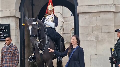 Dont touch the reins she quickly moves away #horseguardsparade