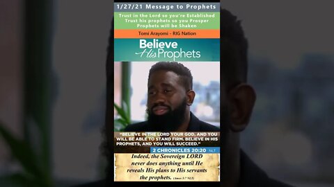 Message to Prophets - Tomi Arayomi 1/27/21