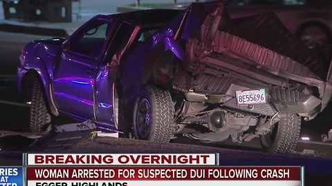 Woman arrested for suspected DUI following crash