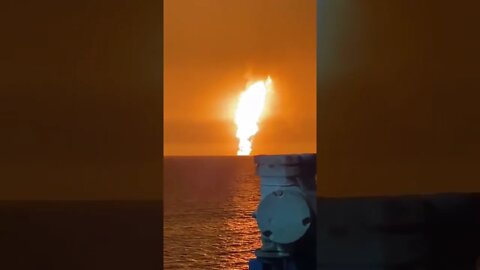 JUST IN Footage of the alleged "mud volcano" eruption Caspian Sea filmed from the Omid oil rig
