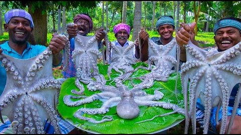 Octopus cooking and eating. Big size octopus fry with us .