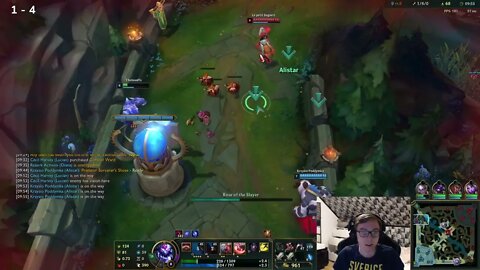 Thebausffs getting help from Alistar at top against Akshan hard lane