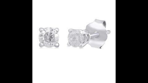 Elmas Round White Diamond Accent 925 Sterling Silver Cluster Flower Knot Stud Earrings for Wome...