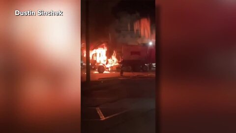 Rumpke truck explodes, catches fire in West Chester