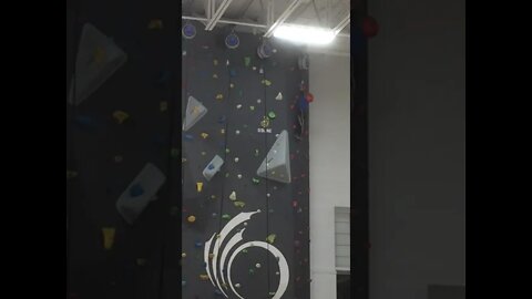 Thomas first wall climb. Indoor rock climbing in Orleans Ontario.