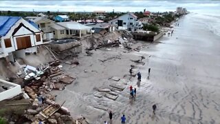Beach erosion caused by hurricanes