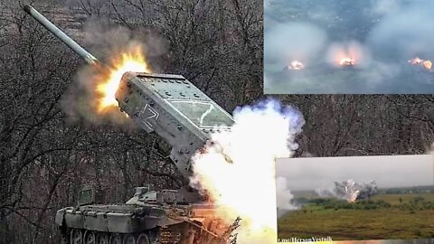 🔴 Ukraine - Fierce Firepower Of The Russian TOS-1A Heavy Flame Thrower System Captured On Camera
