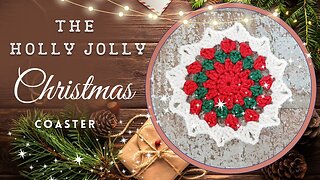 The Holly Jolly crochet Christmas coaster