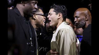 Ryan Garcia says "Ima F**k you up" to Devin Haneys face during face off