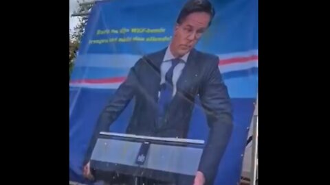 Netherlands: PM´s Mark Rutte poster pelted with eggs by protesters in the Hague