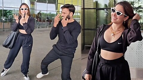 Tamannaah Bhatia grooves to Jailer song Kaavaalaa with fan at Mumbai airport 💕😍🔥