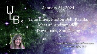 Timelines, Photon Belt, Karma, Meet an Andramden, Downloads, Sun Gazing 01-31-24