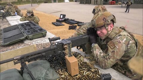 Security Forces Squadron Conduct Weapons Qualification Firing the M240 Machine Gun