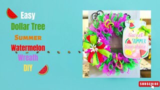 Easy Watermelon Summer Wreath DIY| Dollar Store Crafts| How To Make A Summer Wreath