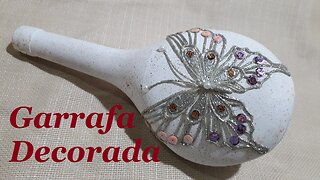 DIY - GARRAFA DECORADA COM BORBOLETA - RECICLANDO GARRAFAS DE VIDRO - ARTE EM VIDRO @lucibuzo