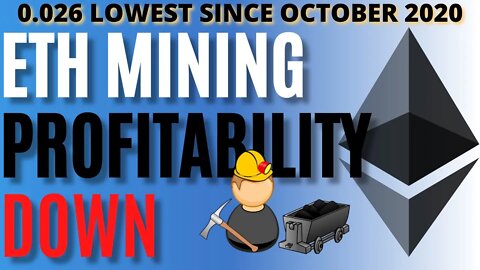 Ethereum Mining Profitability Down | Lowest since October 2020