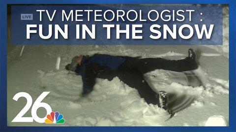 Meteorologist Brittney Merlot makes a snow angel!