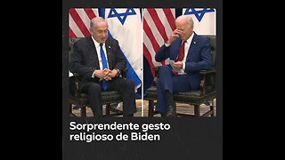 Joe Biden hace la señal de la cruz católica en su encuentro con Netanyahu