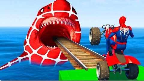 GTA 5 Crazy Ragdolls | Spiderman On Rainbow Spiders Bridge (Spiderman Fails Shark Jumps)