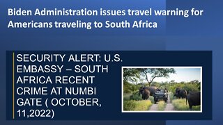 US Issues travel warning for South Africa after German Tourist murdered