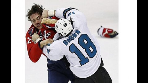 Caps and Sharks players fight after the game ends, a breakdown