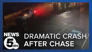 Dramatic video shows suspected stolen vehicle crash on Cleveland's east side