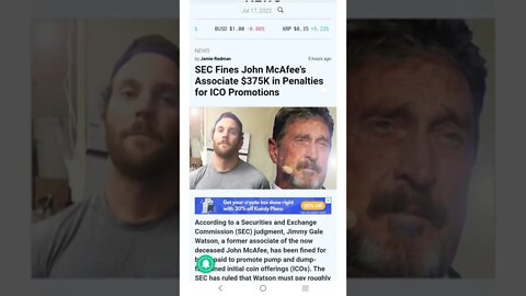 SEC Fines John McAfee's Associate $375K #cryptomash #cryptomashnews #cryptonews