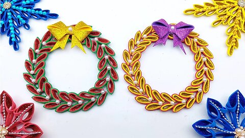 Wow! Beautiful Christmas Wreath Making 🎄 Handmade Christmas Ornaments 🎄 DIY Glitter Foam Crafts Idea