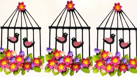 DIY Birds cage wall hanging craft idea / Love birds / Paper craft wallmate for home easy and quick