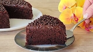 Tender, juicy CHOCOLATE CAKE!! Very quick and easy! Easy recipe!