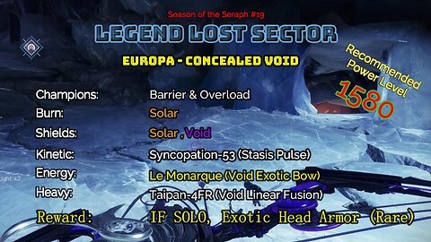 Destiny 2 Legend Lost Sector: Europa - Concealed Void on my Warlock 12-22-22