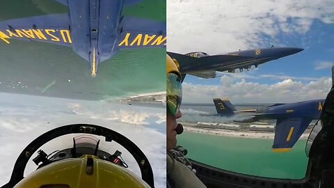 2023 Blue Angels Perform The Double Farvel Over Pensacola Beach