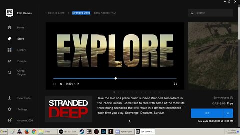 2020 Epic Games Store Free Stranded Deep game