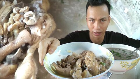 Enjoy the amazing black bean chicken porridge ASMR Mukbang