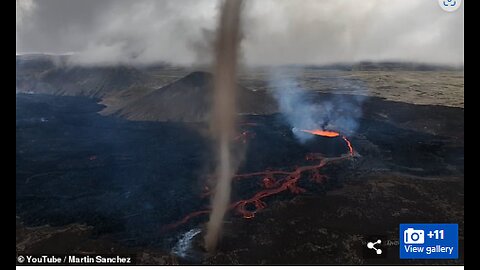 TORNADO COMES OUT OF TOP OF VOLCANO CRATER IN ICELAND - NOT SOMETHING YOU SEE OFTEN