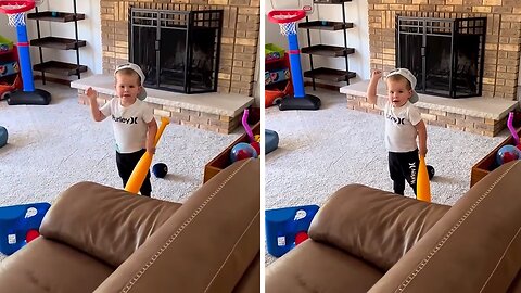 Toddler Whacks Ball Directly Into The Camera