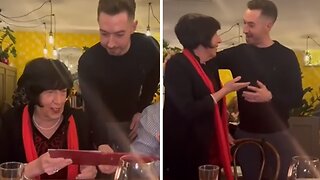 Son Disguised As Waiter Surprises Mom For Her Birthday