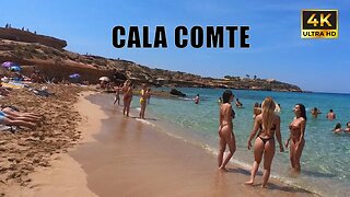 ☀️YOU WON'T BELIEVE YOUR EYES! Cala Comte, IBIZA 🇪🇸 Beach Walk🏖️ 4K Ultra HD | BEACH WALKING TOUR