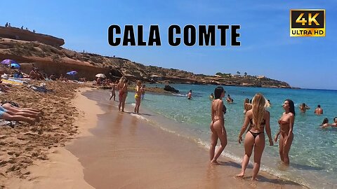 ☀️YOU WON'T BELIEVE YOUR EYES! Cala Comte, IBIZA 🇪🇸 Beach Walk🏖️ 4K Ultra HD | BEACH WALKING TOUR