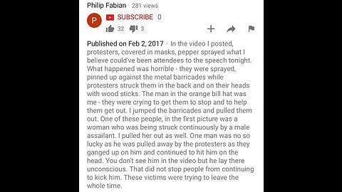 Feb 1 2017 Berkeley Milo's speech 1.7.5 Trump supporters attacked one on the ground wounded
