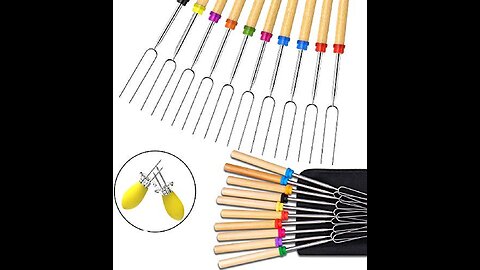 KEKU Marshmallow Grill Sticks 8 Piece Set For Roasting spits for cooking ovens and Hot Dog Fork...