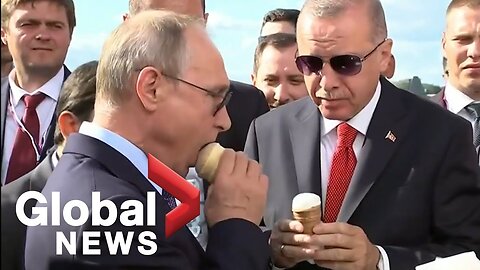 Putin buys Erdogan ice cream, shows off new Su-57 fighter jet during visit to Russia