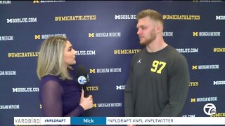 Michigan's Aidan Hutchinson discusses possibility of being drafted by Lions